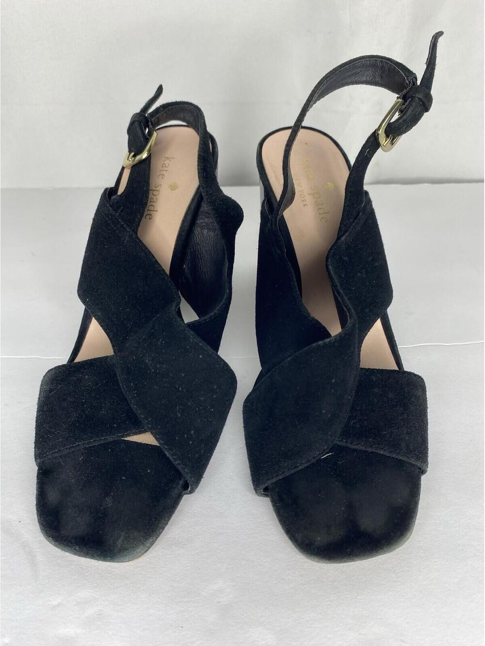 Kate Spade Heels Size 6.5 Womens Black Holland Peep Toe Block Heel